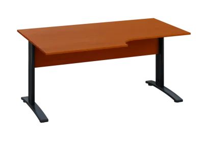 ERK 18 - 168 stůl kancelářský, rohový, levý, kovová podnož černá, deska 18 mm, široký 1600 mm, třešeň šumavská